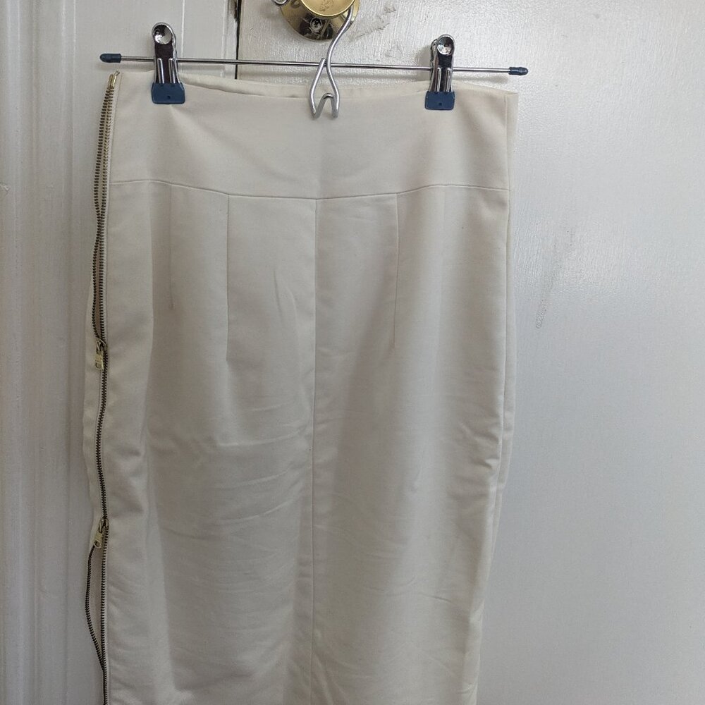 EXPRESS high-waisted white skirt with double side zipper